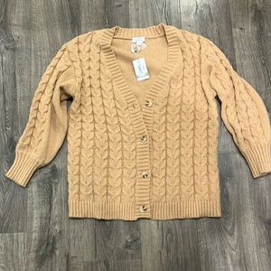 Tan textured cardigan polyester NWT